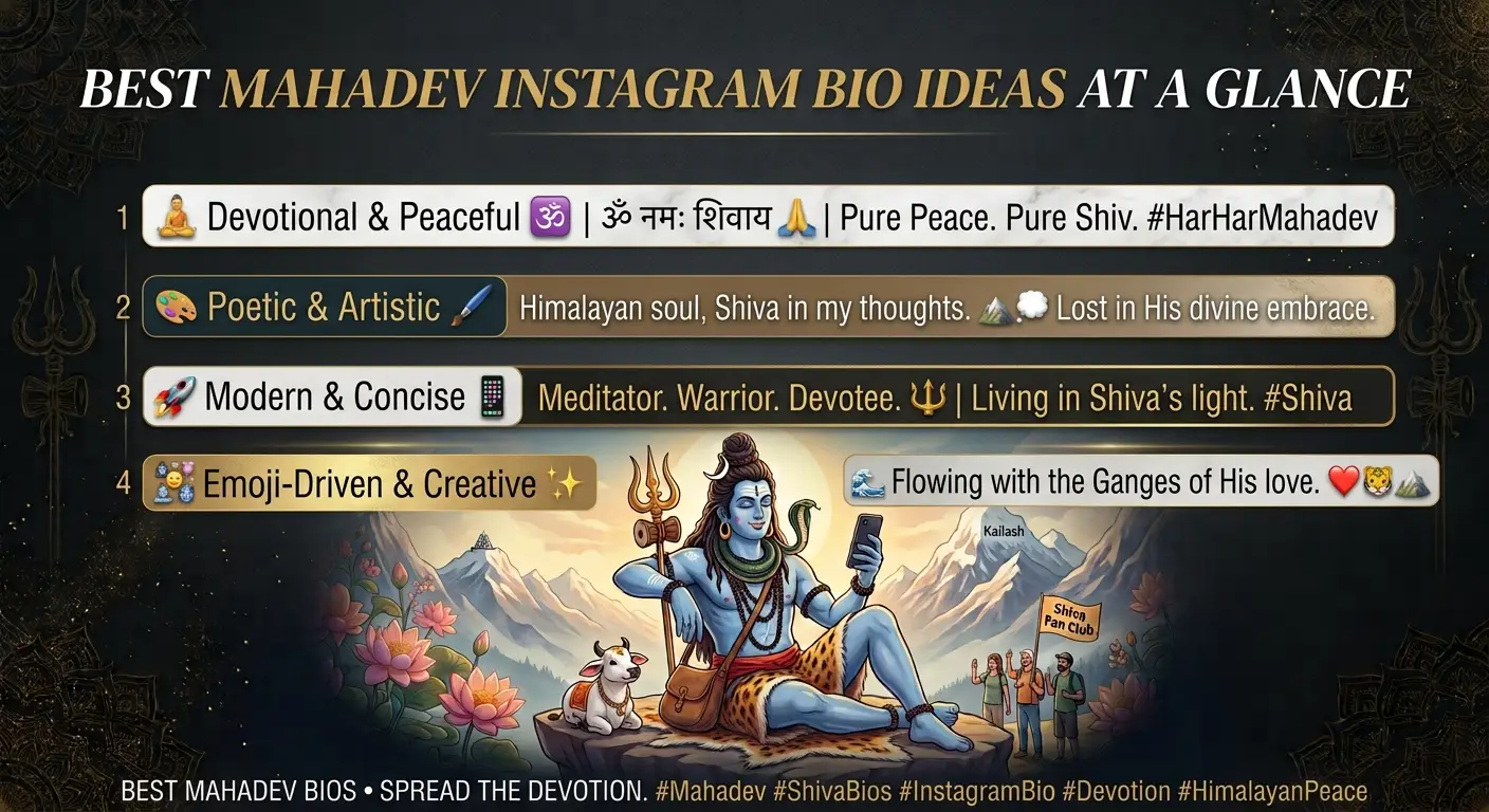 Best Mahadev Instagram Bio Ideas at a Glance
