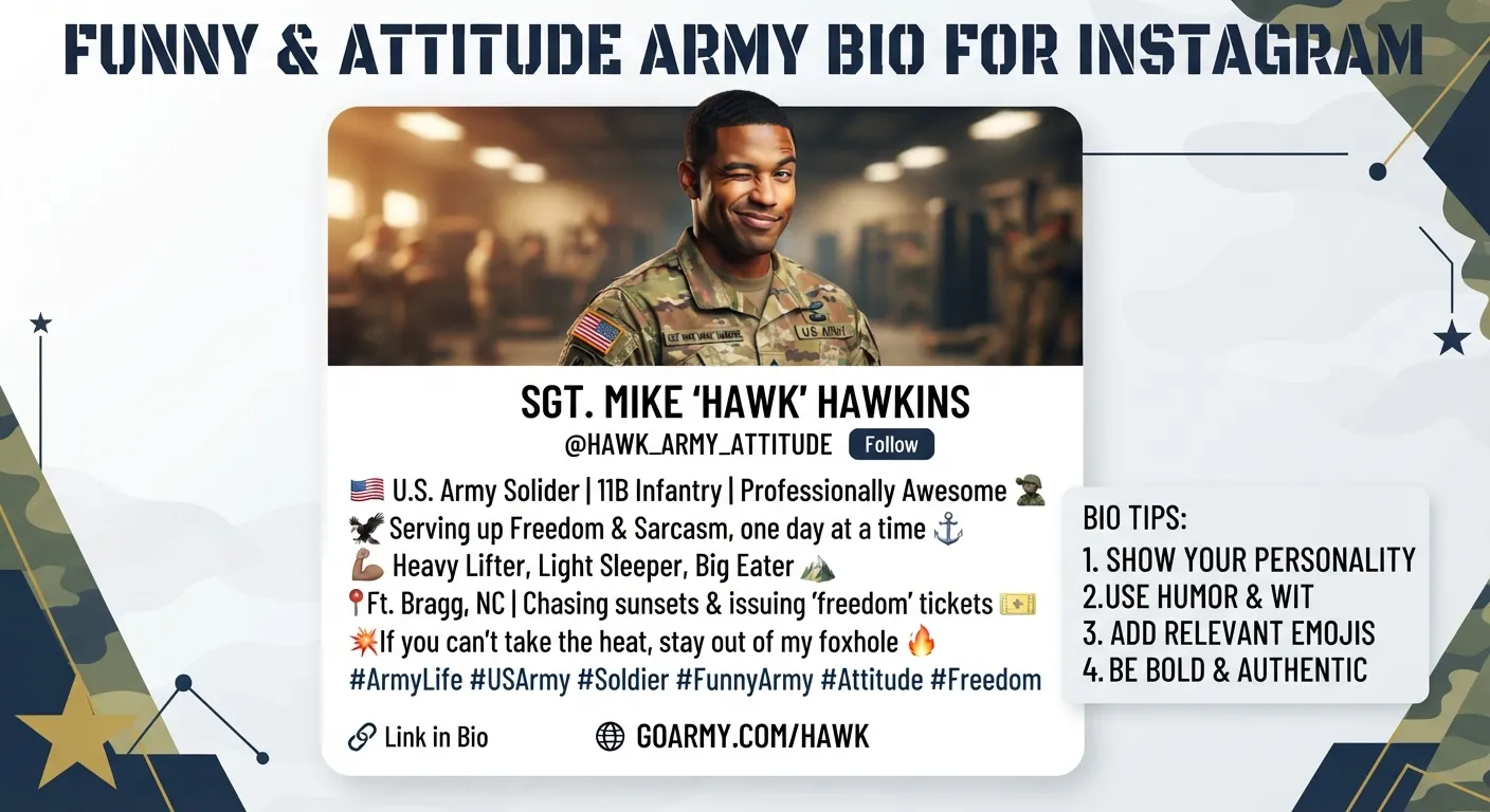 Funny & Attitude Army Bio for Instagram