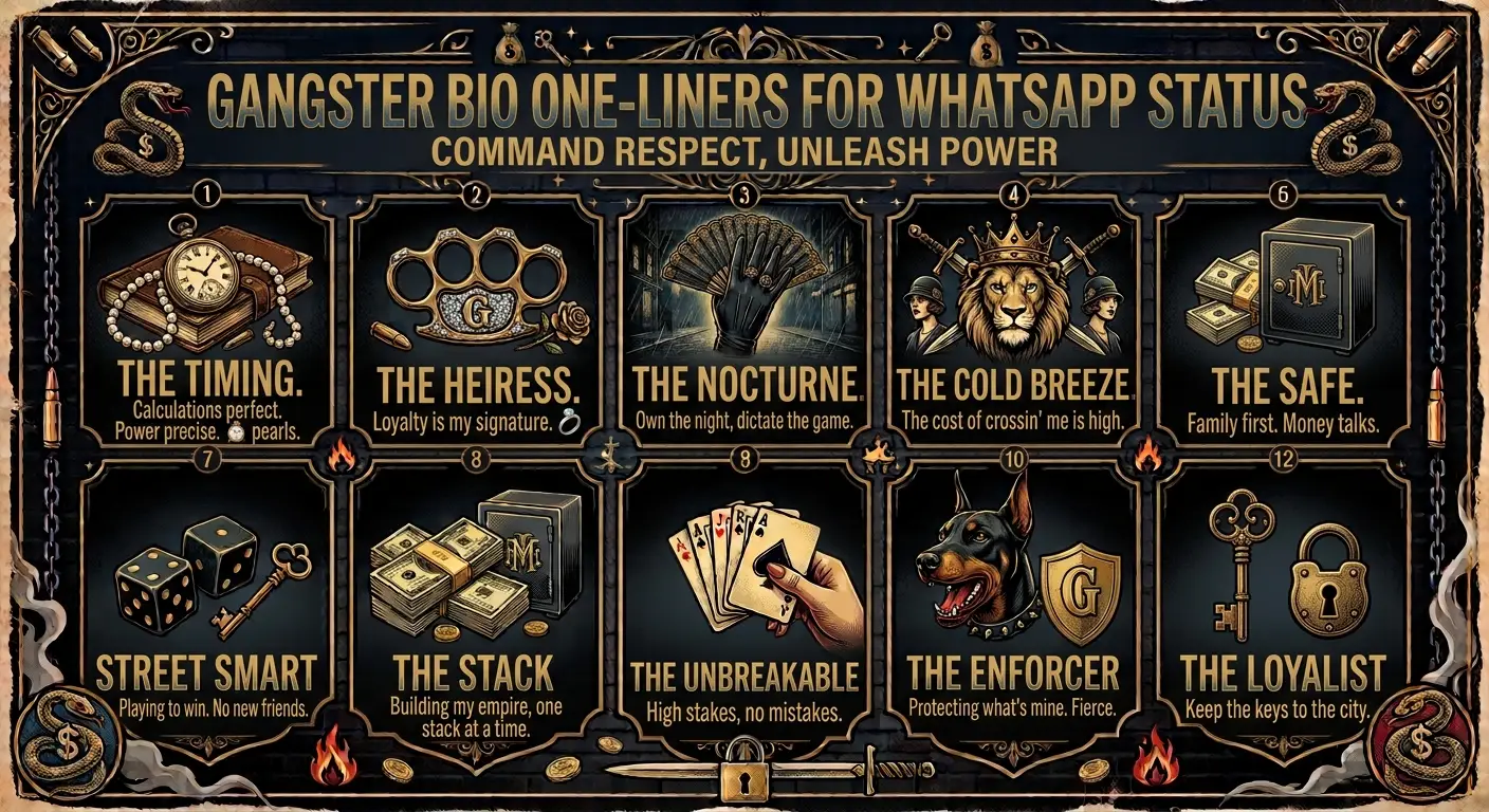 Gangster Bio One-Liners for WhatsApp Status