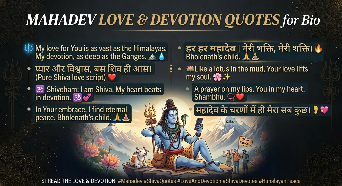 Mahadev Love & Devotion Quotes for Bio