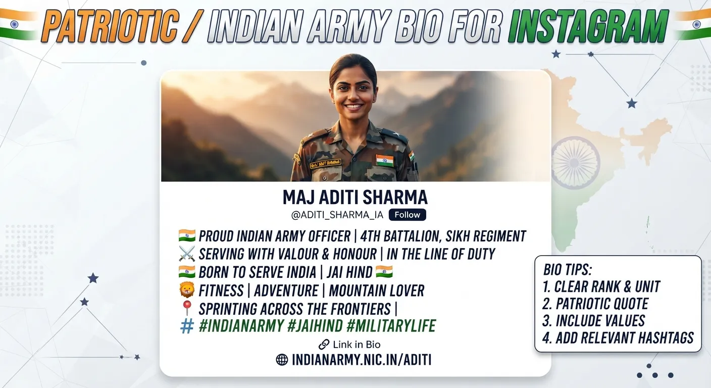 Patriotic / Indian Army Bio for Instagram