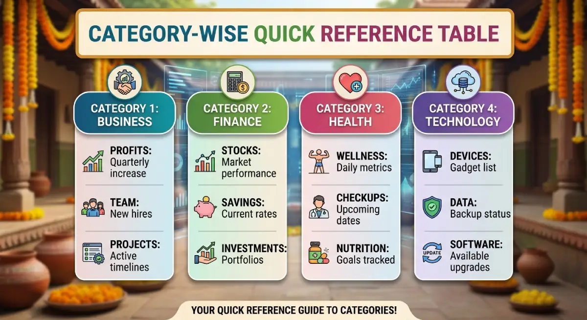 Category-wise Quick Reference Table