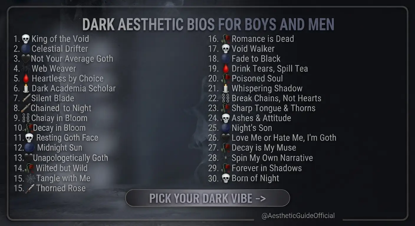 Dark Aesthetic Bios for Boys and Men
