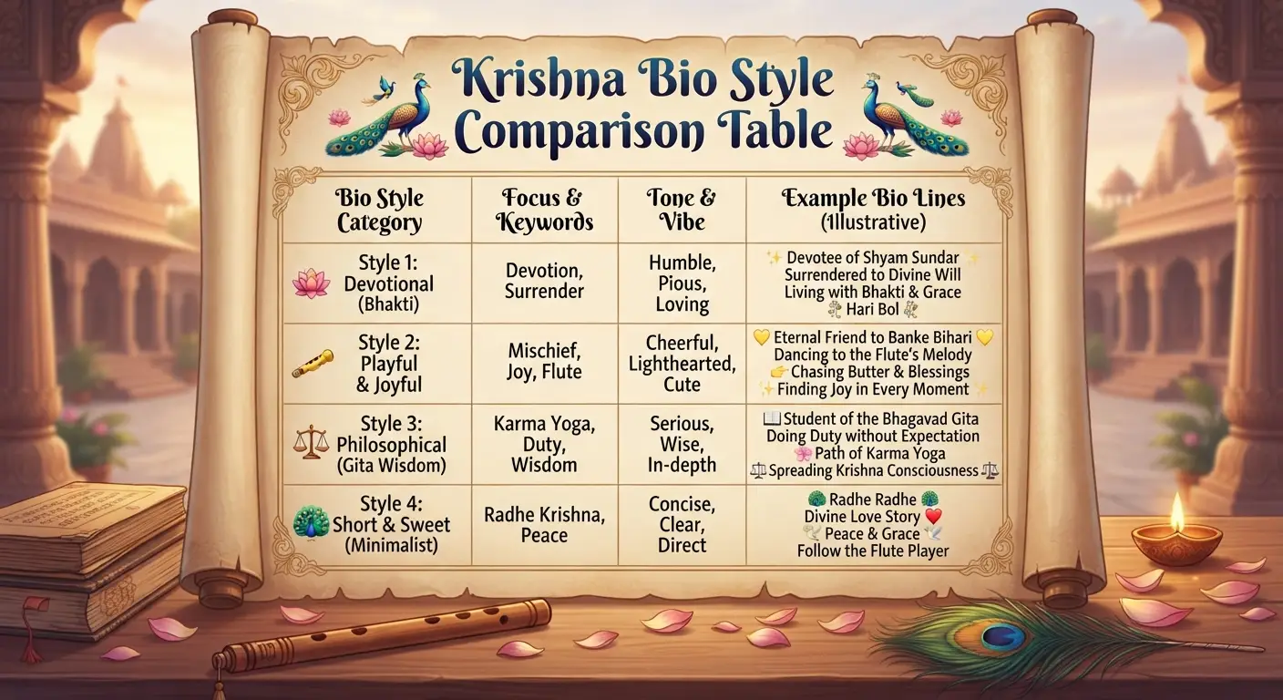 Krishna Bio Style Comparison Table