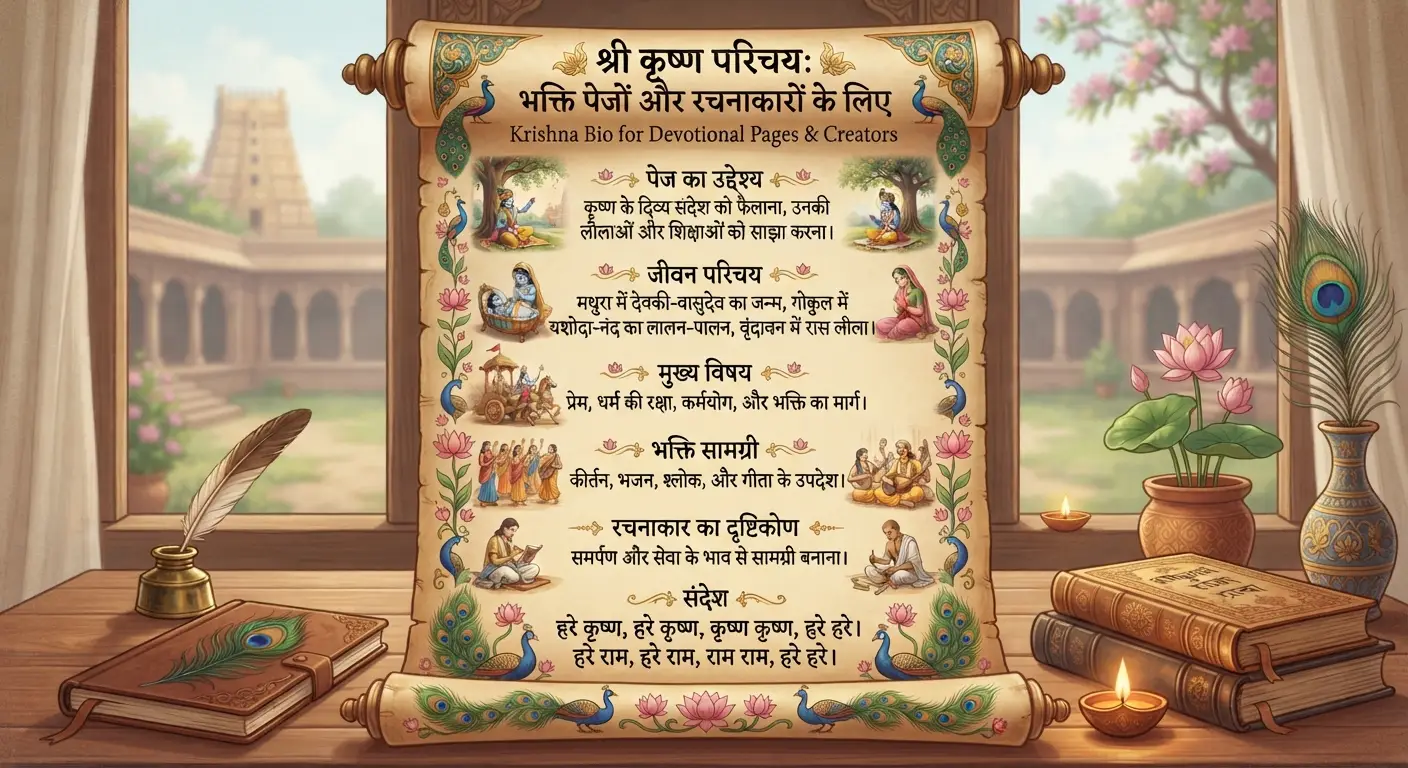 Krishna Bio for Devotional Pages & Creators