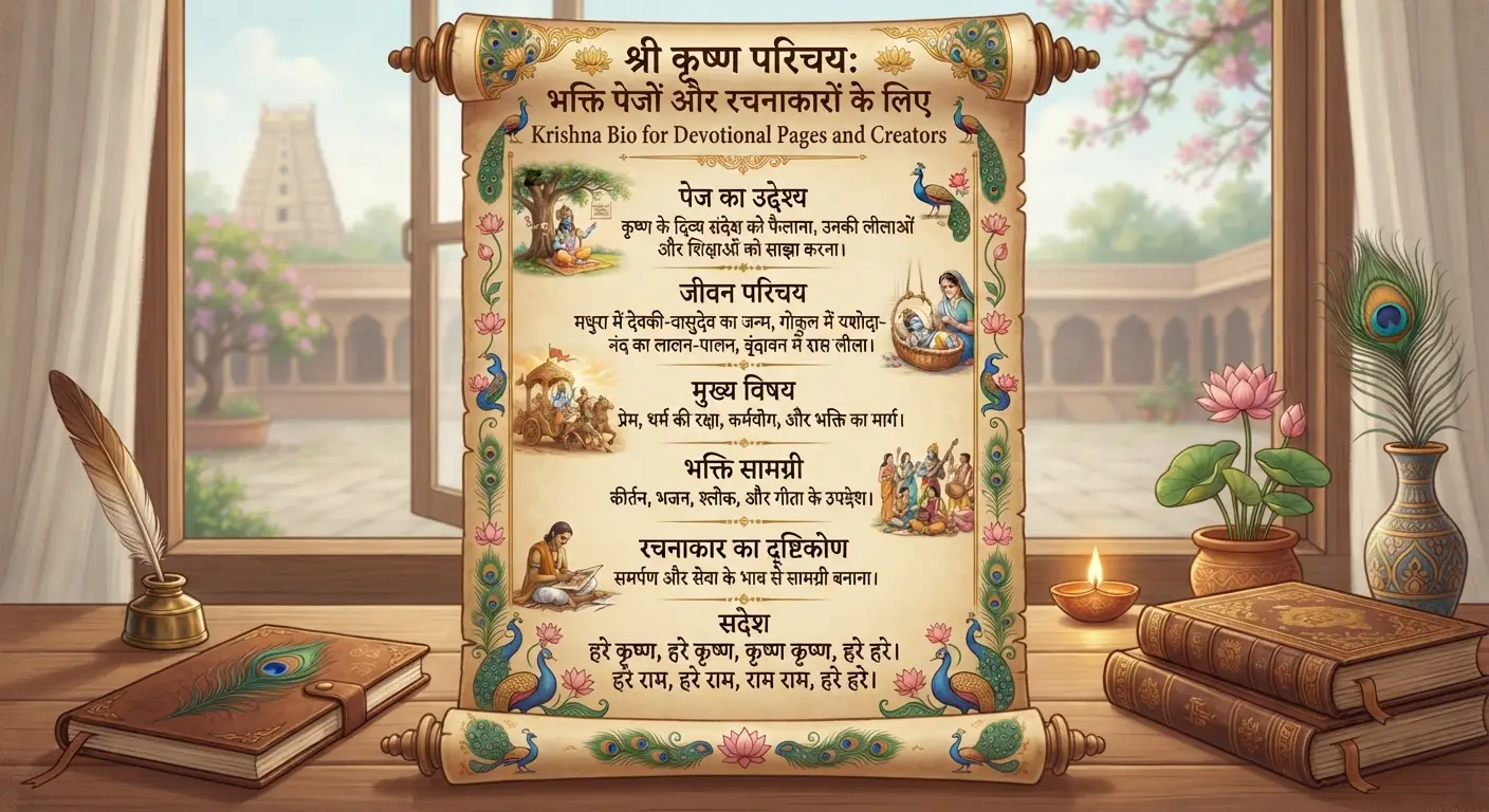 Krishna Bio for Devotional Pages and Creators