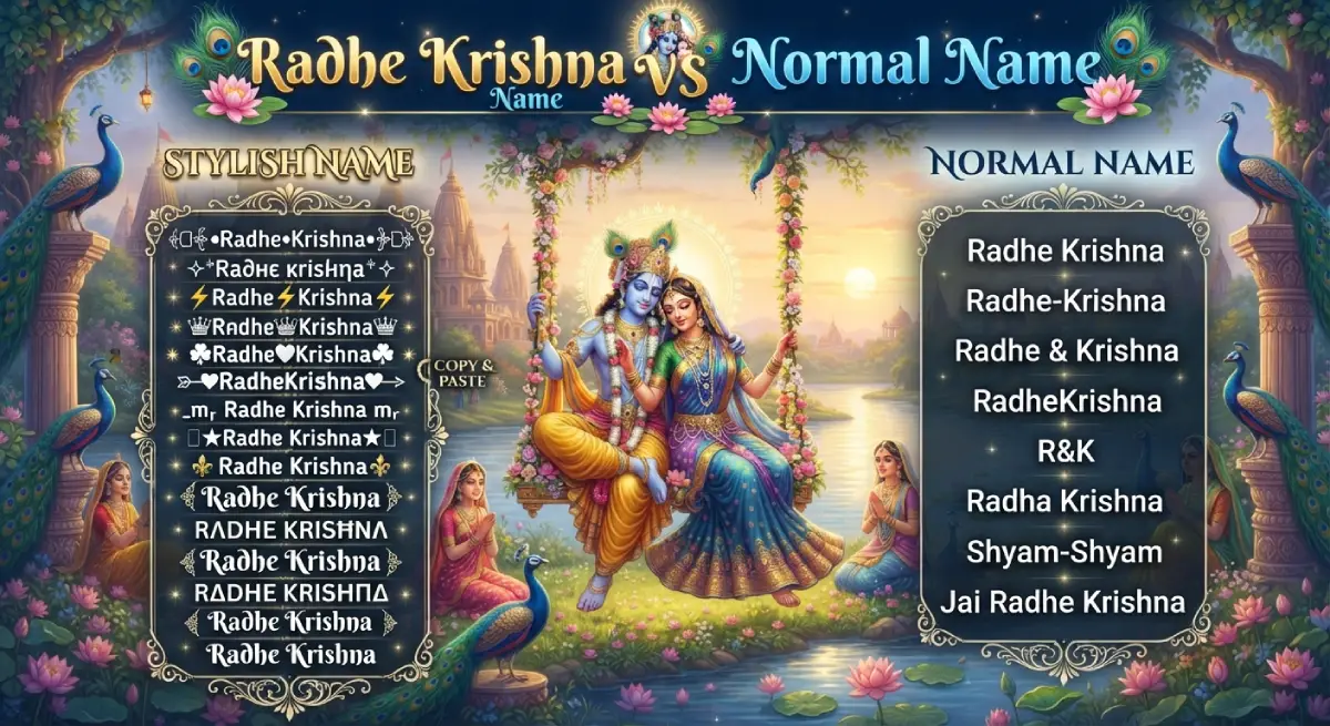 Radhe Krishna Stylish Name vs Normal Name