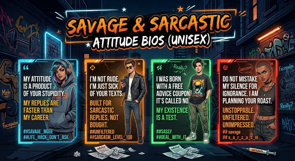 Savage & Sarcastic Attitude Bios (Unisex)
