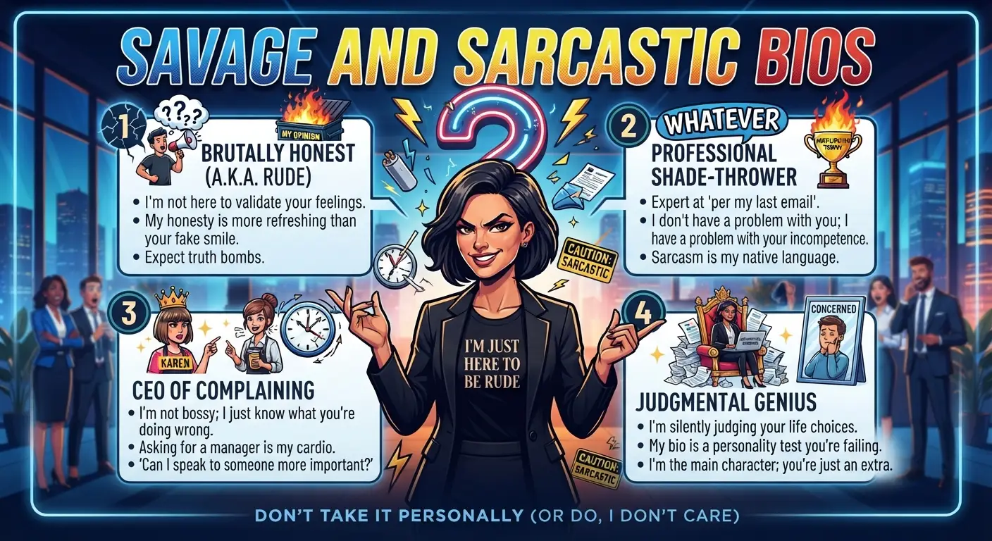 Savage and Sarcastic Bios
