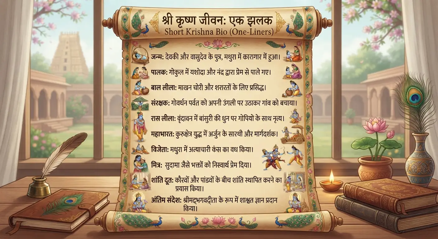 Short Krishna Bio (One-Liners)