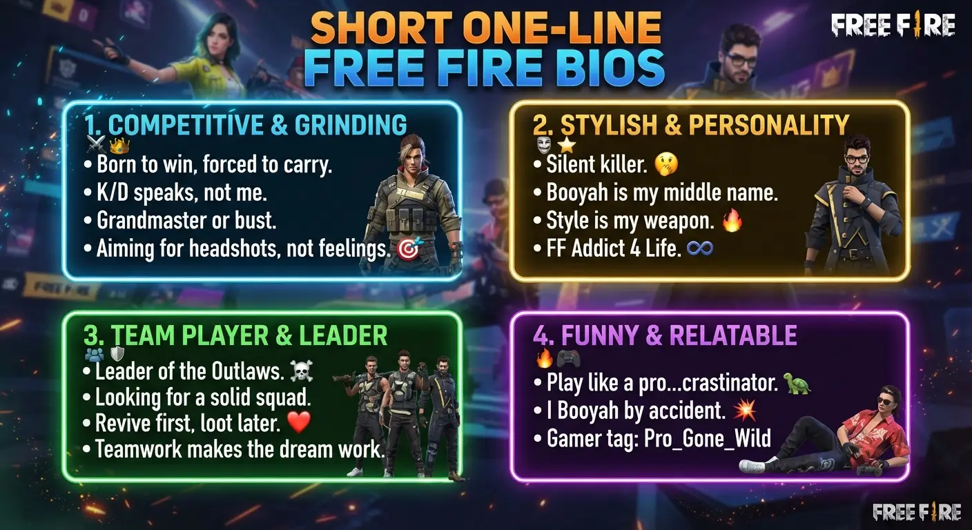Short One-Line Free Fire Bios