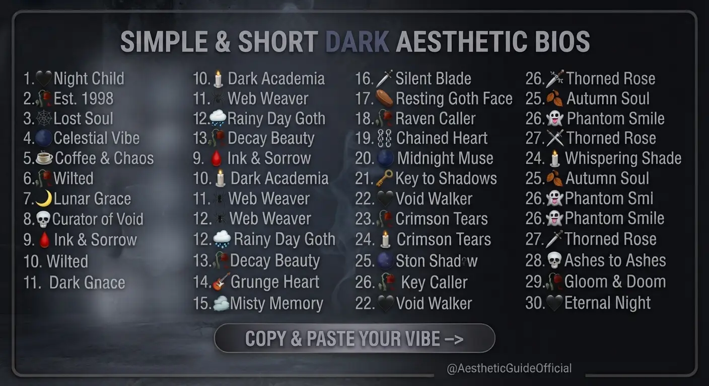 Simple & Short Dark Aesthetic Bios