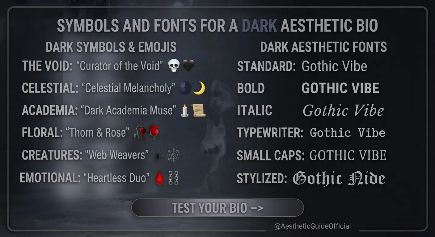 Symbols and Fonts for a Dark Aesthetic Bio