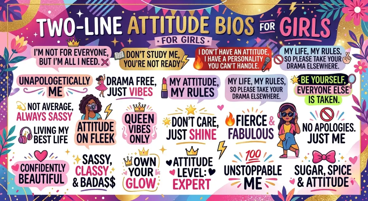 Two-Line Attitude Bios for Girls