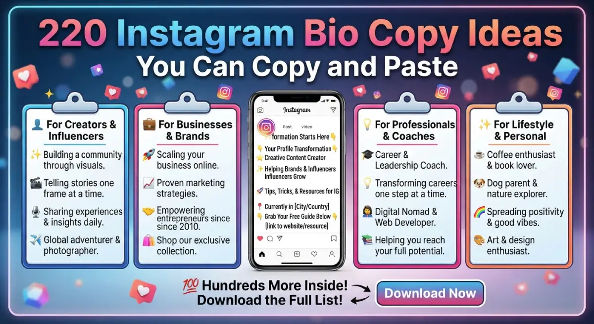220 Instagram Bio Copy Ideas You Can Copy and Paste