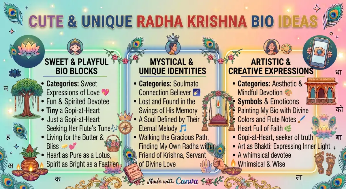 Cute & Unique Radha Krishna Bio Ideas