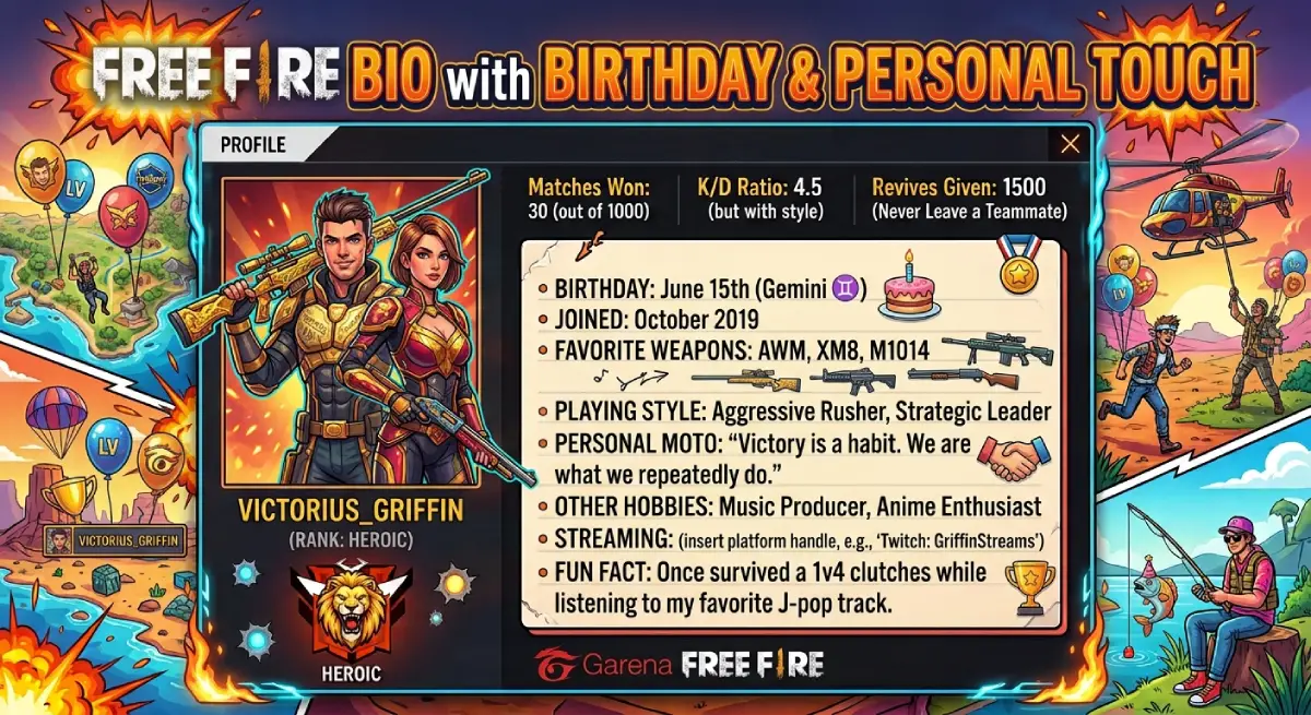 Free Fire Bio with Birthday & Personal Touch