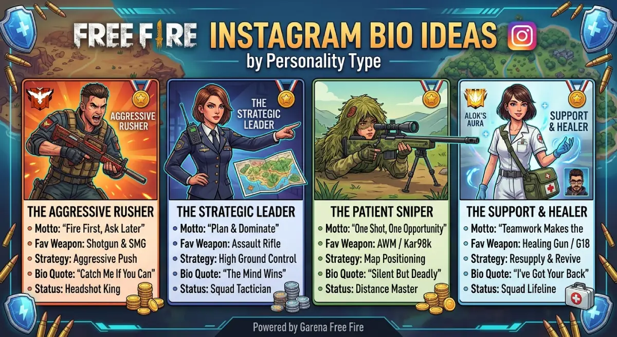 Free Fire Instagram Bio Ideas by Personality Type