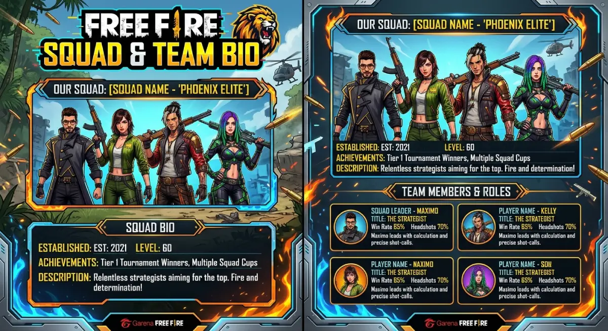 Free Fire Squad & Team Bio