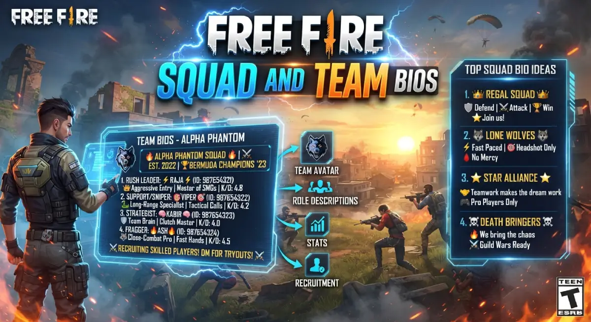 Free Fire Squad and Team Bios