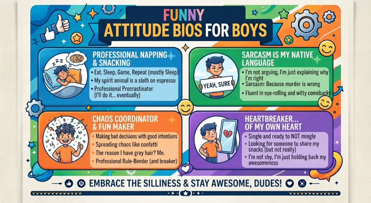 Funny Attitude Bios for Boys