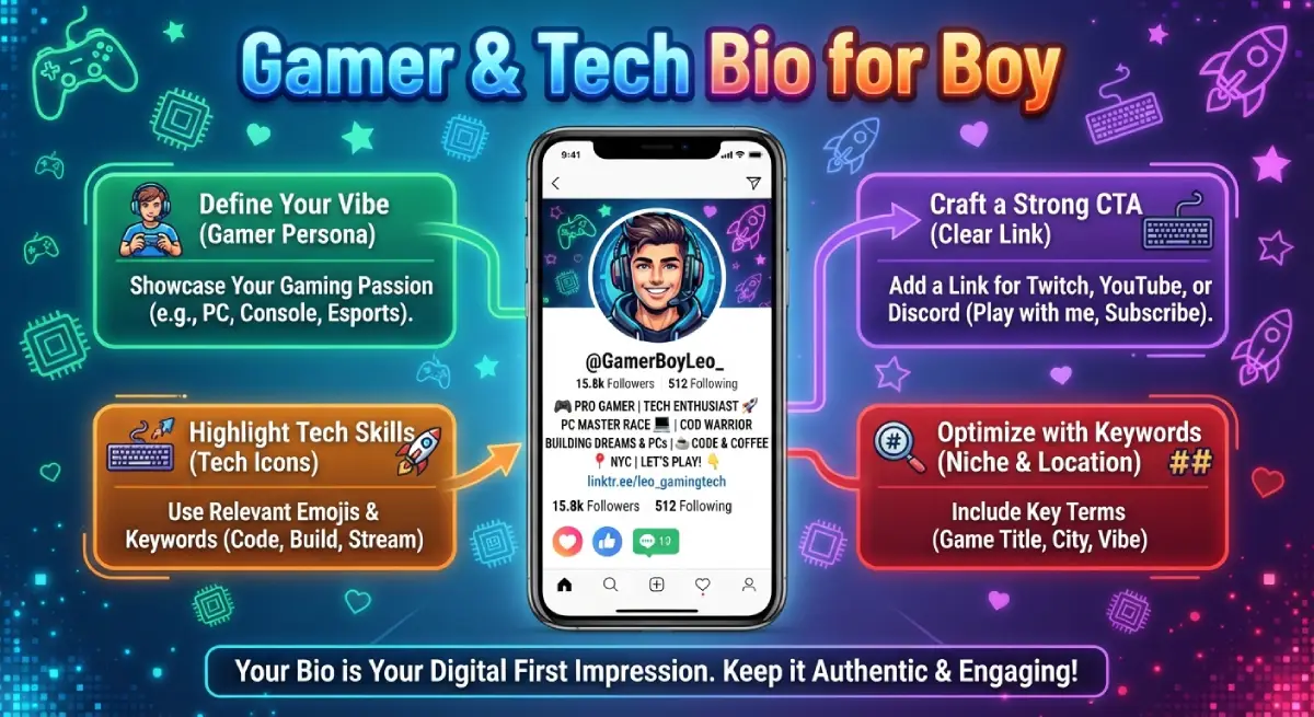 Gamer & Tech Bio for Boy
