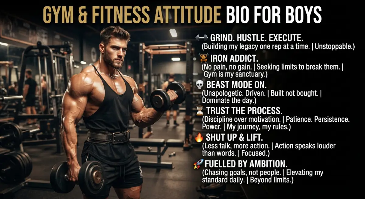 Gym & Fitness Attitude Bio for Boys