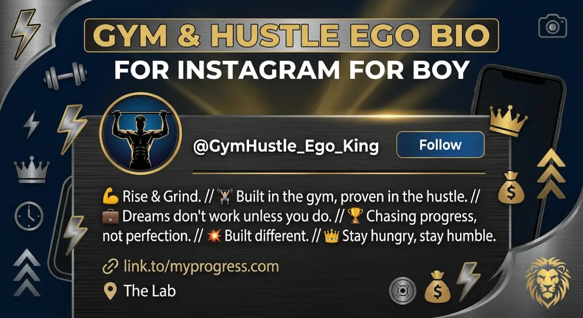 Gym & Hustle Ego Bio for Instagram for Boy