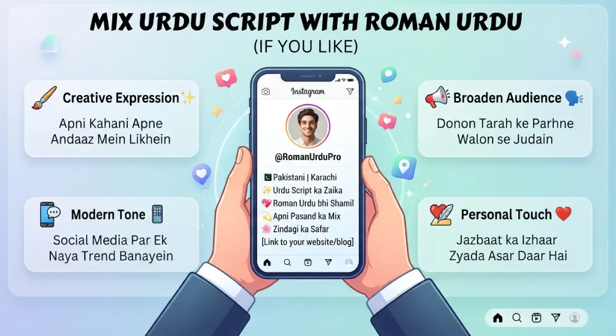 Mix Urdu Script with Roman Urdu (If You Like)