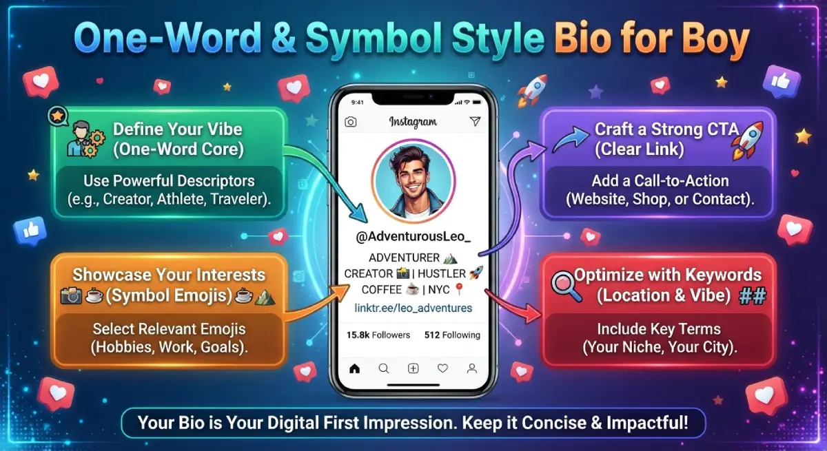 One-Word & Symbol Style Bio for Boy