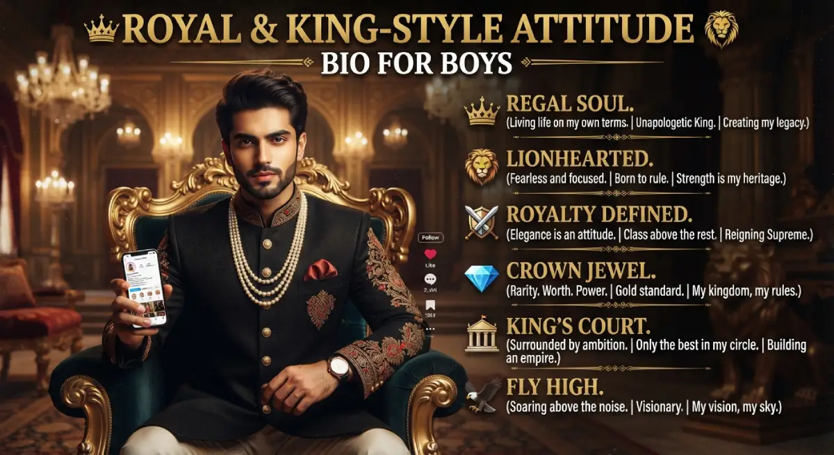 Royal & King-Style Attitude Bio for Boys