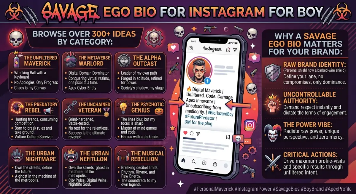 Savage Ego Bio for Instagram for Boy