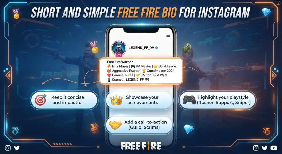 Short and Simple Free Fire Bio for Instagram