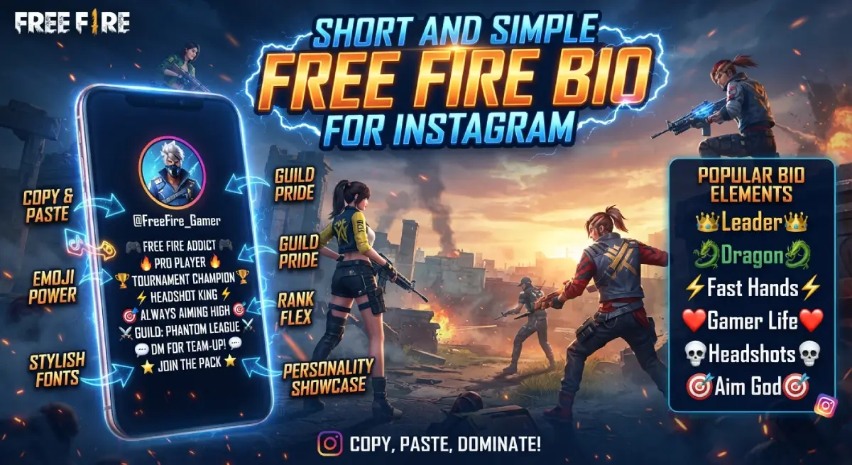 Short and Simple Free Fire Bio for Instagram
