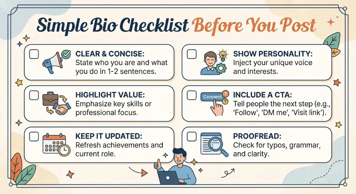 Simple Bio Checklist Before You Post