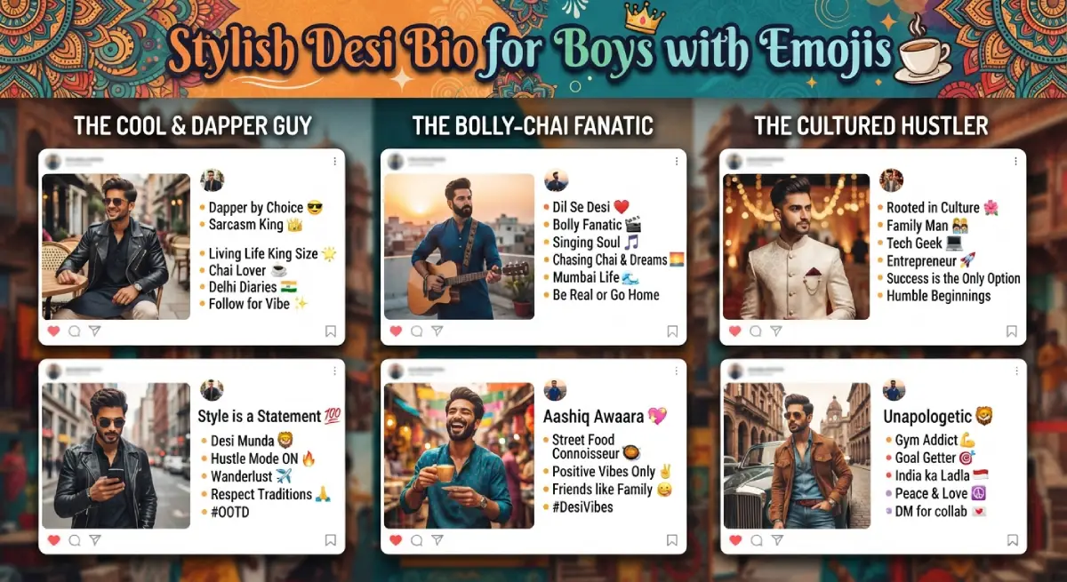 Stylish Desi Bio for Boys with Emojis