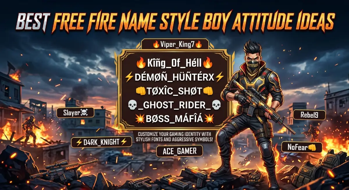 Best Free Fire Name Style Boy Attitude Ideas