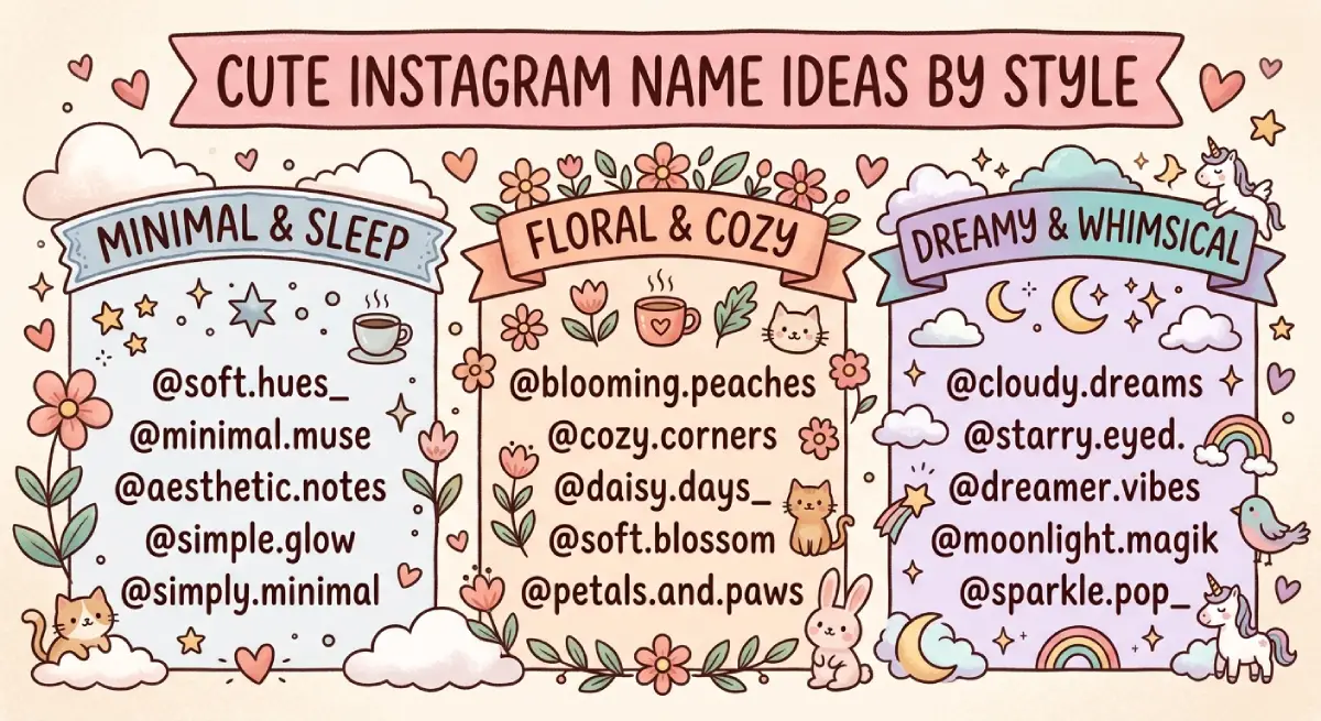 Cute Instagram Name Ideas by Style