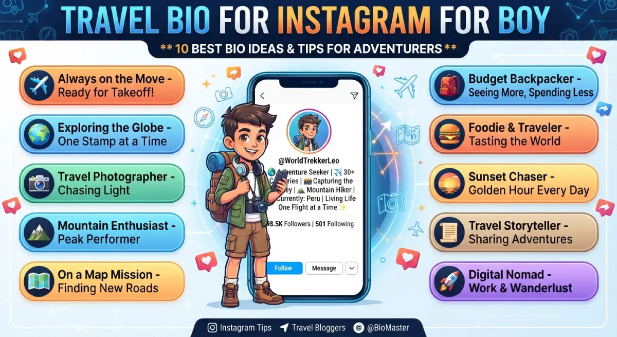 Travel Bio for Instagram for Boy